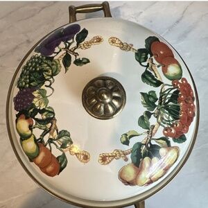 🍇 Vintage Fruit & Vegetable Ceramic Covered Casserole Dish 🍑